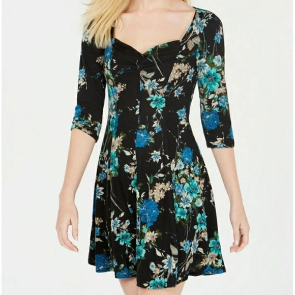BeBop Juniors Floral Sweetheart A-Line Dress - Picture 1 of 7